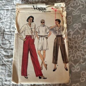 Vintage Butterick Vogue Pants Trousers Patterns 9195 1980s Sz 8-16
